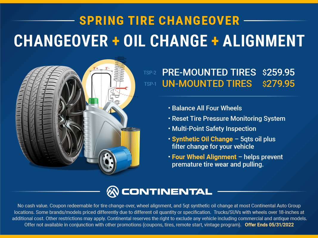 2022 Spring Tire Changover plus oil change and alignment