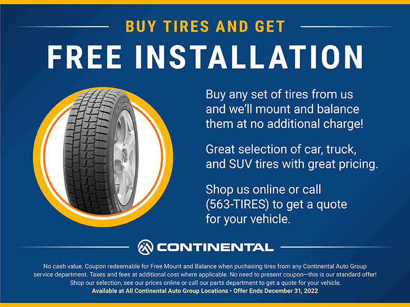 2022 Free Tire Installation with Purchase