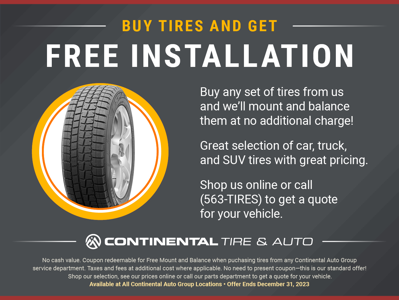 Buy Tires and Get Free Installation