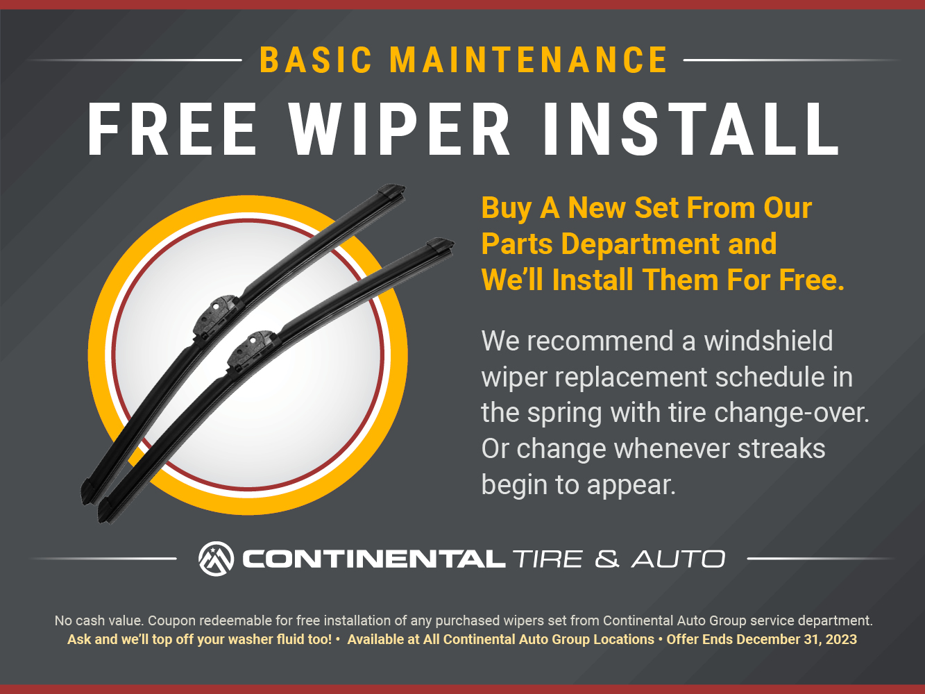 Buy Wipers and We’ll Install Them For Free