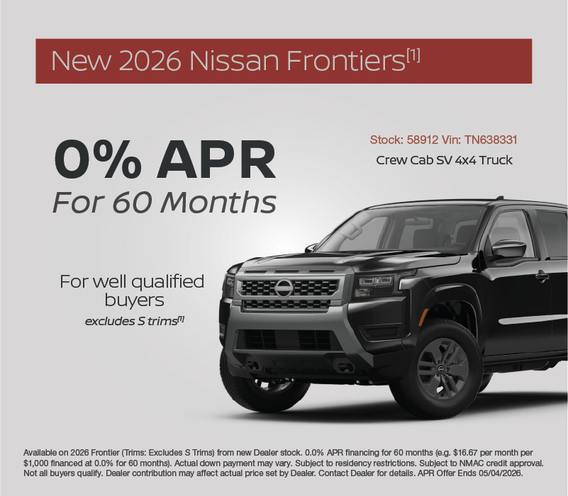 2026 Nissan Frontier - 0% APR for 60 Months
